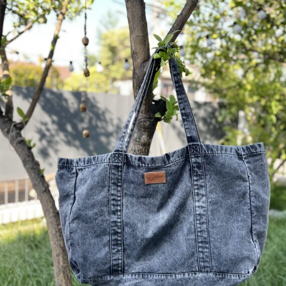 Maxi Tote Bag Denim Jeans Gris